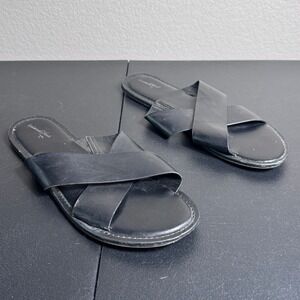 Universal Thread Womens Black Crisscross Slide Sandals Flat 10 096132756